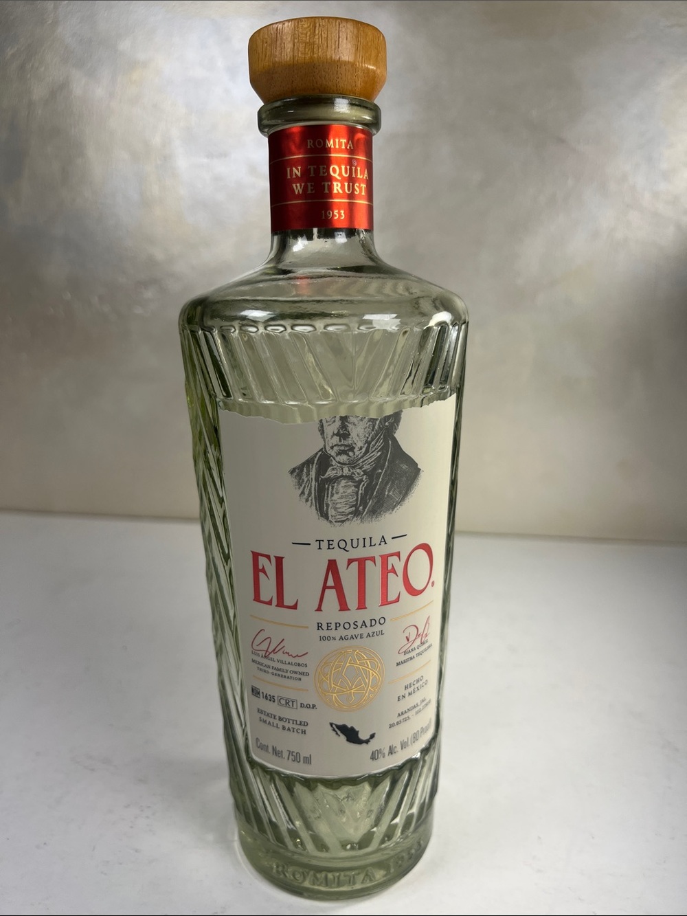 Reposado Decorative Glass Bottle - Red & Natural